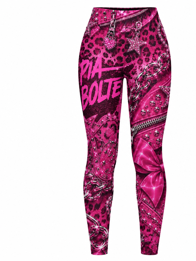 PIA BOLTE® PINK ROCKSTAR GLAM LEOPARD LEGGINGS