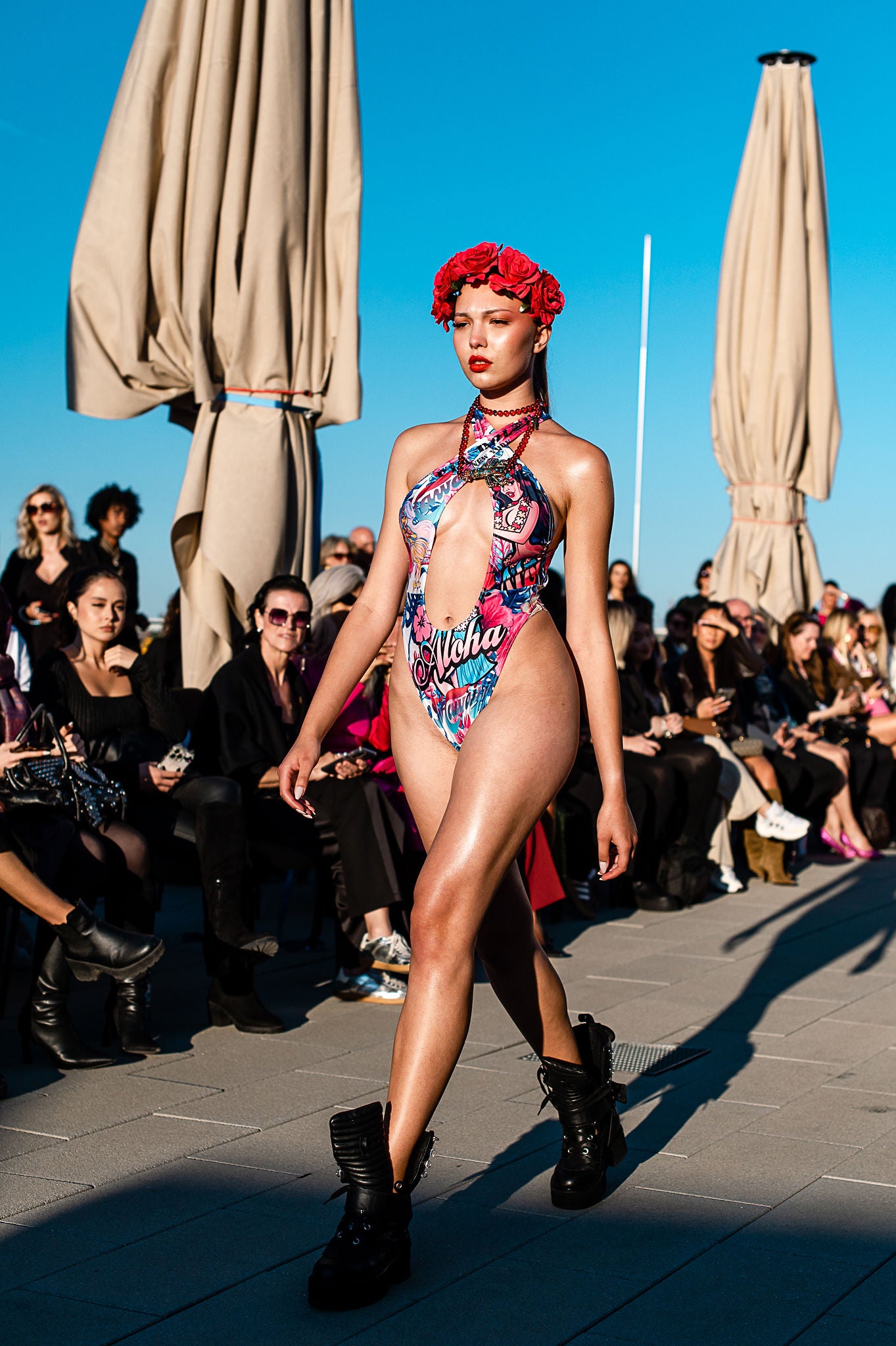 PIA BOLTE® Badeanzug mit Cut-Outs - Pink Aloha Summer