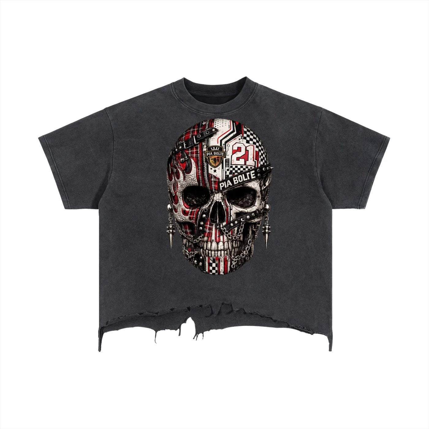 PIA BOLTE® Skull 21 Oversized Shirt – Rockstar Destroyed Edition