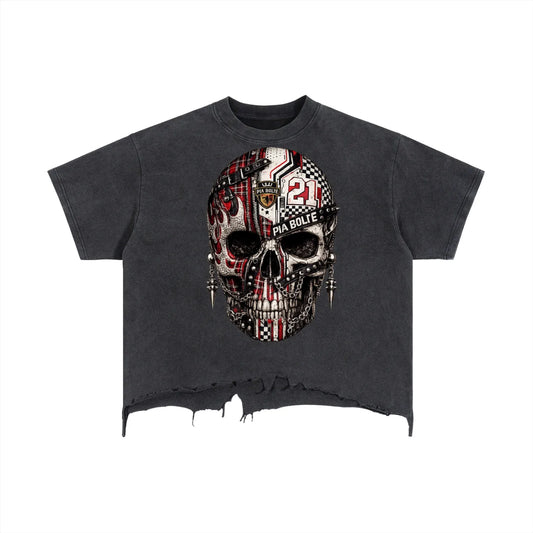 PIA BOLTE® Skull 21 Oversized Shirt – Rockstar Destroyed Edition