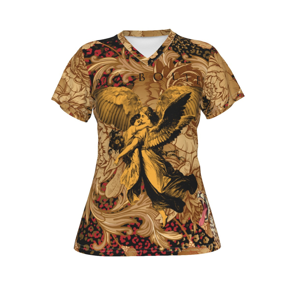 T-Shirt V-Neck Women angels flowers Jesus 77  ᴸᴵᴹᴵᵀᴱᴰ
