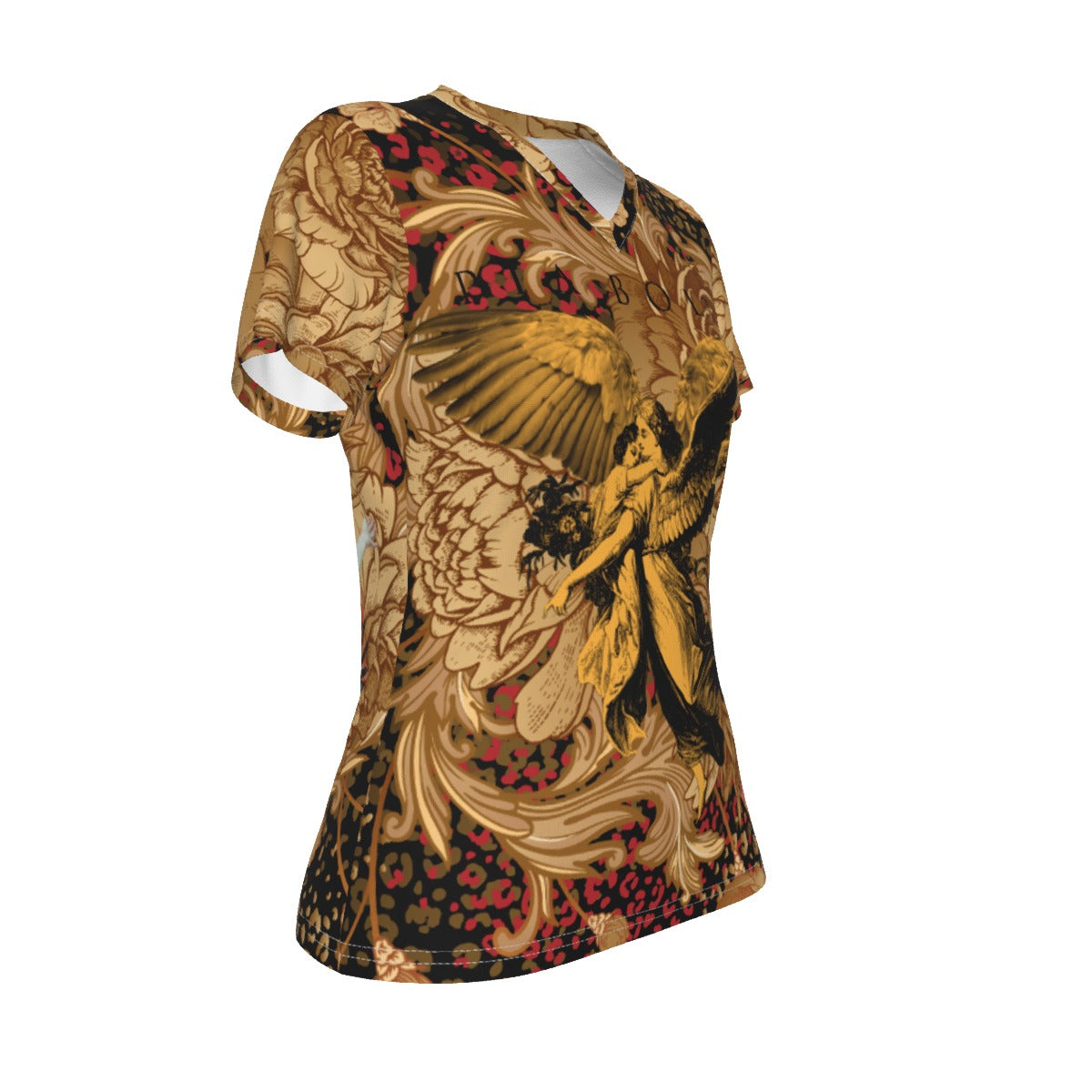 T-Shirt V-Neck Women angels flowers Jesus 77  ᴸᴵᴹᴵᵀᴱᴰ