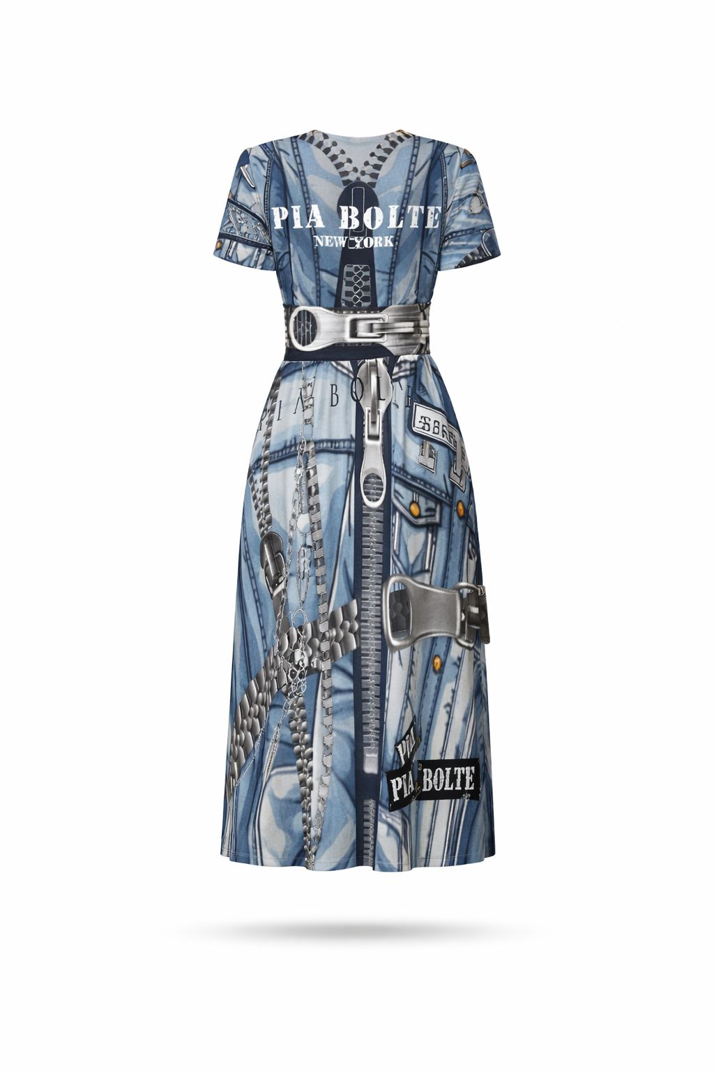 PIA BOLTE® Denim Look Flow Dress – Structured Midi Look - PIA BOLTE® COUTURE