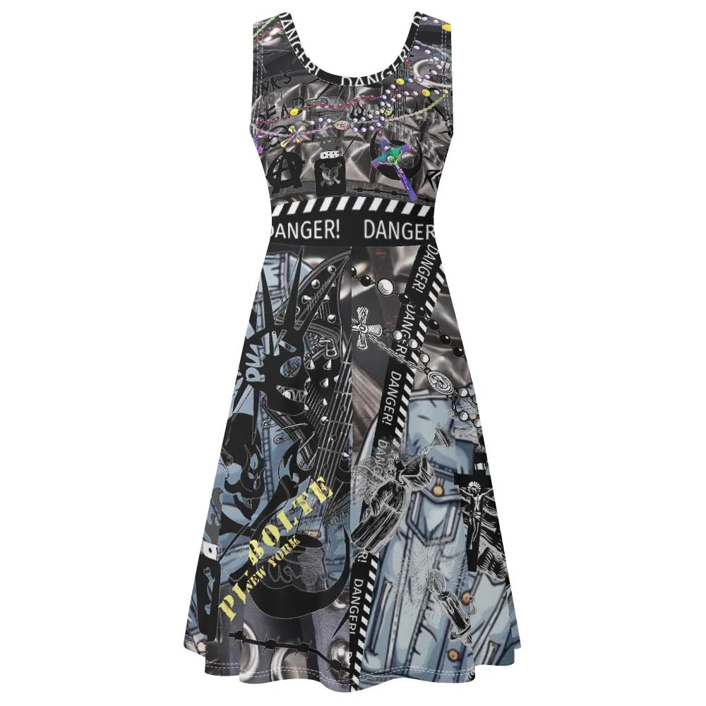 PIA BOLTE® Urban Chain Midi Dress – Sleeveless Statement Fit & Flare - PIA BOLTE® COUTURE