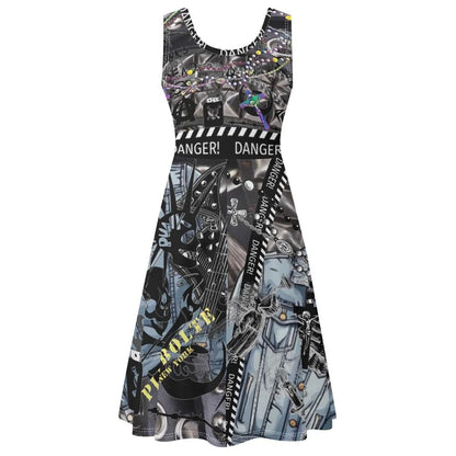 PIA BOLTE® Urban Chain Midi Dress – Sleeveless Statement Fit & Flare - PIA BOLTE® COUTURE