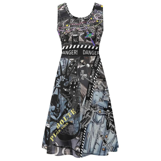 PIA BOLTE® Urban Chain Midi Dress – Sleeveless Statement Fit & Flare - PIA BOLTE® COUTURE