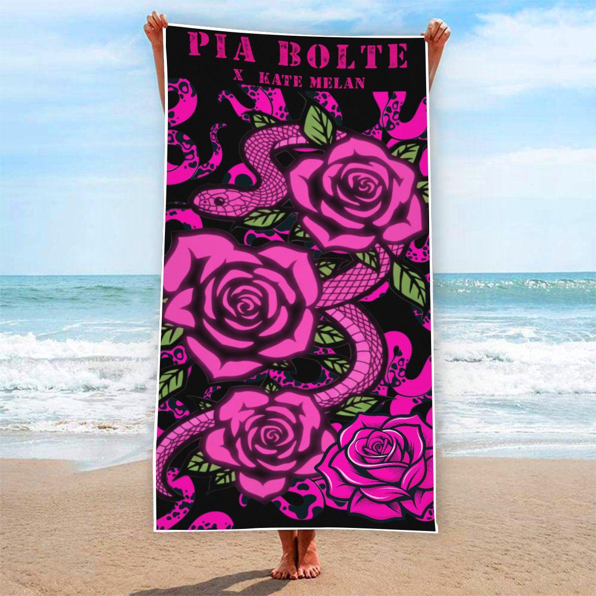 PIA BOLTE® Rose Blossom Beach Towel – Kate Merlan Edition - PIA BOLTE® COUTURE