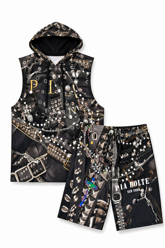 PIA BOLTE® ROCKSTAR PERFORMANCE SET – Men’s Sleeveless Hoodie & Shorts - PIA BOLTE® COUTURE