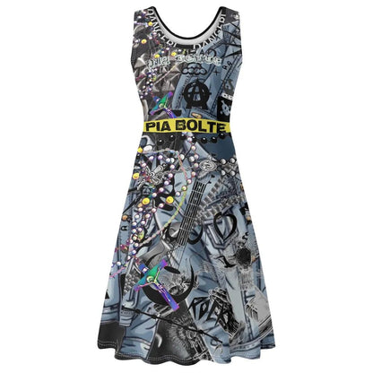PIA BOLTE® Urban Chain Midi Dress – Sleeveless Statement Fit & Flare - PIA BOLTE® COUTURE
