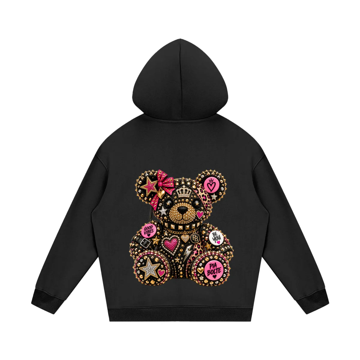 PIA BOLTE® JEWEL ROCKSTAR TEDDY LOVE STATEMENT HOODIE