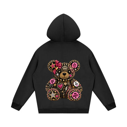 PIA BOLTE® JEWEL ROCKSTAR TEDDY LOVE STATEMENT HOODIE
