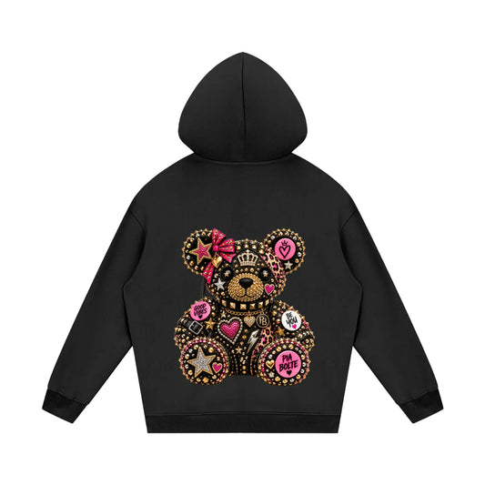 PIA BOLTE® JEWEL ROCKSTAR TEDDY LOVE STATEMENT HOODIE
