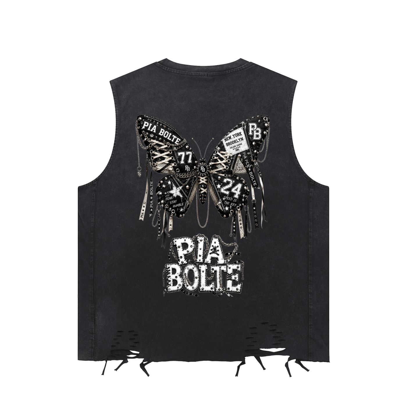 PIA BOLTE® NO FEAR SPIDER & PUNK BUTTERFLY RAW-HEM TANK TOP