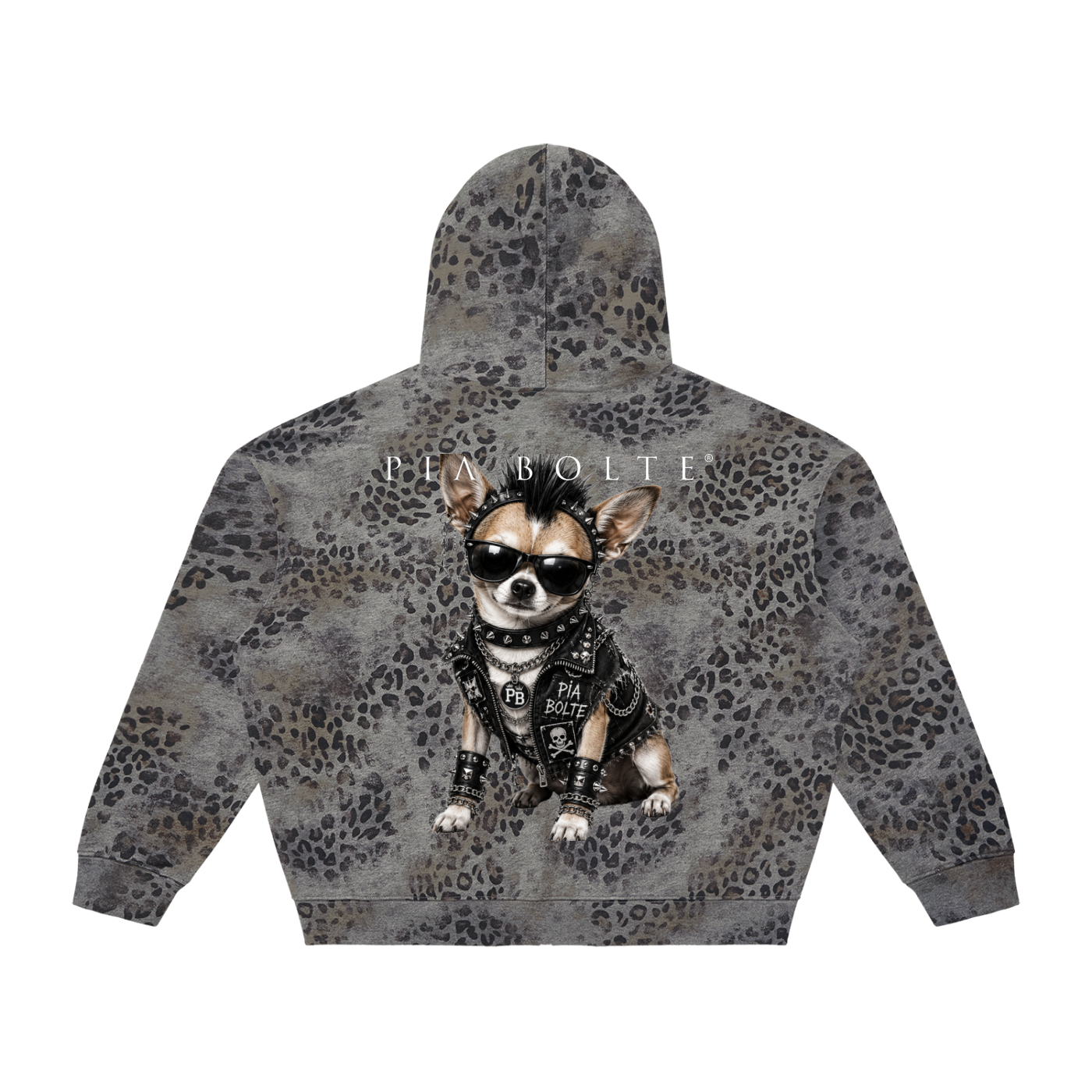 PIA BOLTE® PUNK DOG LEOPARD OVERSIZED ZIP HOODIE