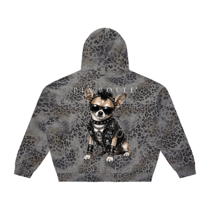 PIA BOLTE® PUNK DOG LEOPARD OVERSIZED ZIP HOODIE