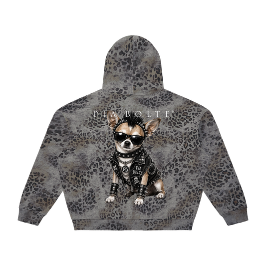 PIA BOLTE® PUNK DOG LEOPARD OVERSIZED ZIP HOODIE