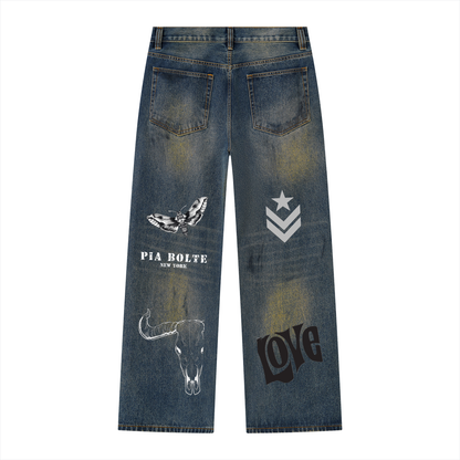 PIA BOLTE® DANGER ARMY & LOVE WIDE LEG DENIM JEANS