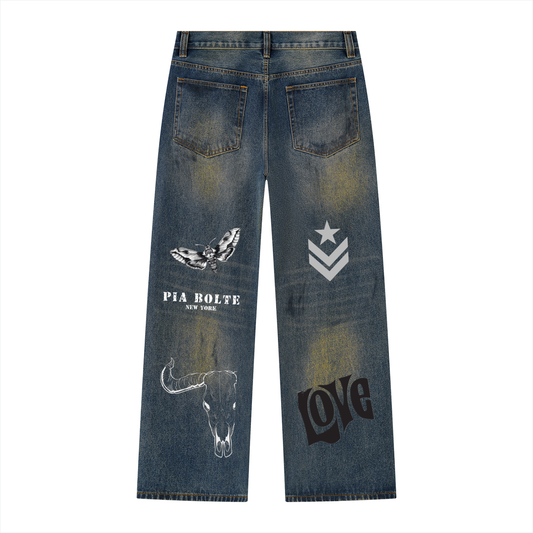PIA BOLTE® DANGER ARMY & LOVE WIDE LEG DENIM JEANS