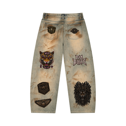 PIA BOLTE® WILD 1977 MILITARY PATCH BARREL LEG JEANS