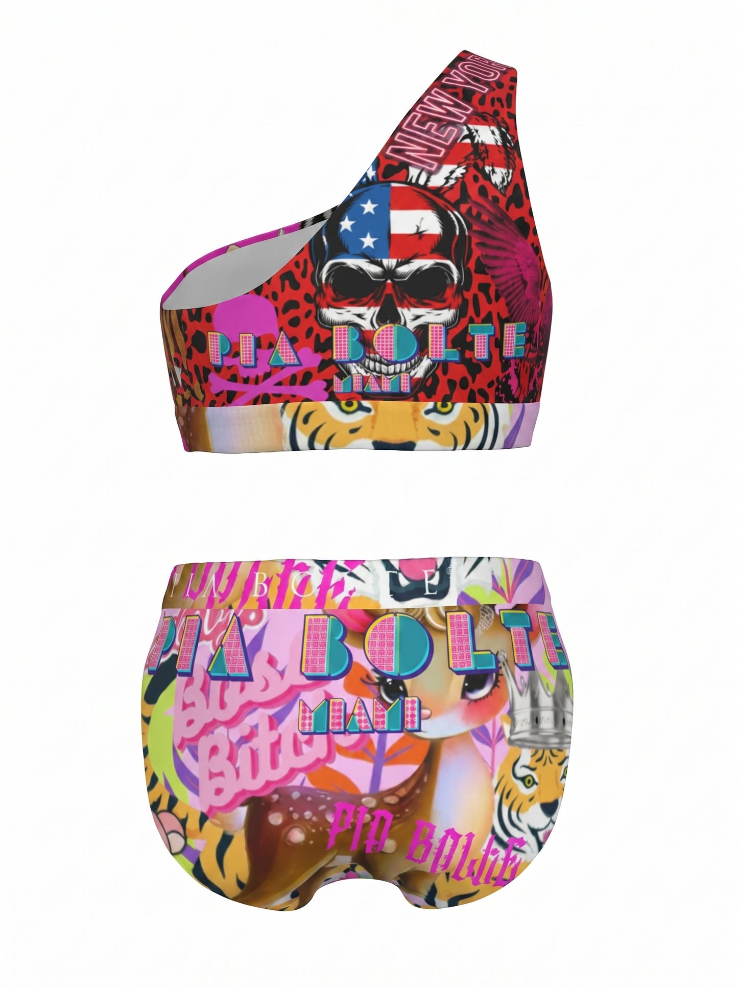 Bikini with single shoulder Miami tiger ᴸᴵᴹᴵᵀᴱᴰ - PIA BOLTE® COUTURE