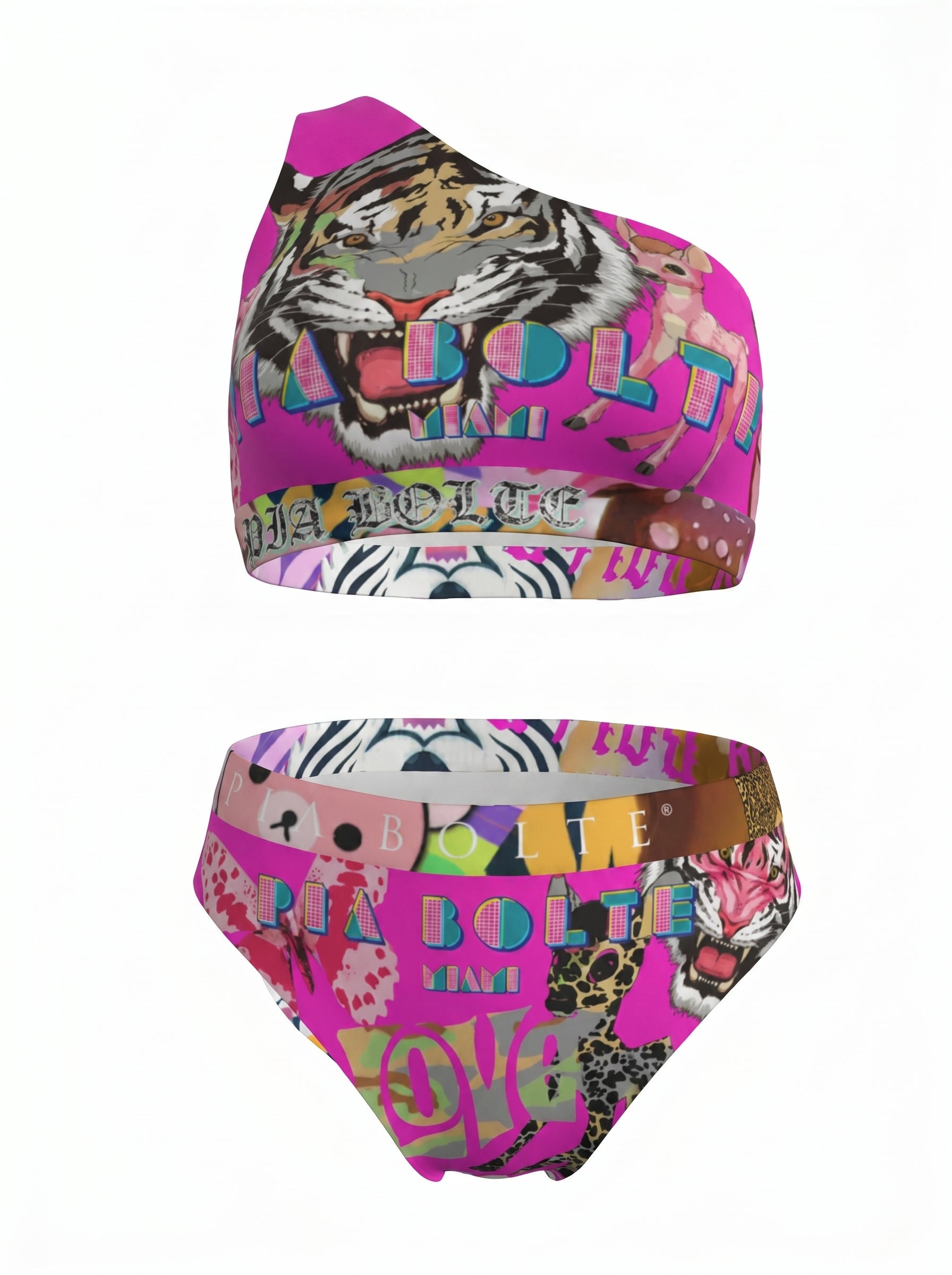Bikini with single shoulder Miami tiger ᴸᴵᴹᴵᵀᴱᴰ - PIA BOLTE® COUTURE
