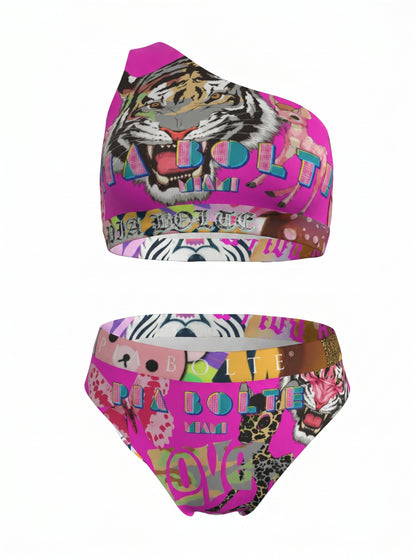 Bikini with single shoulder Miami tiger ᴸᴵᴹᴵᵀᴱᴰ - PIA BOLTE® COUTURE