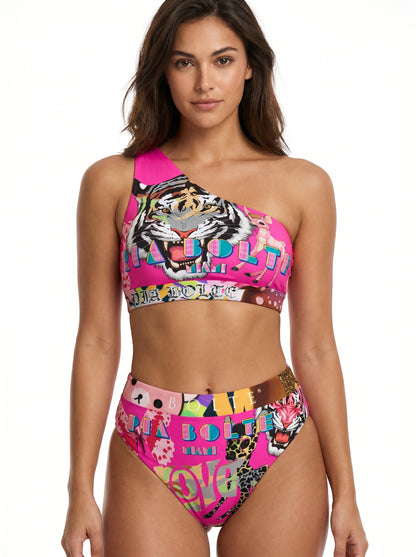 Bikini with single shoulder Miami tiger ᴸᴵᴹᴵᵀᴱᴰ - PIA BOLTE® COUTURE