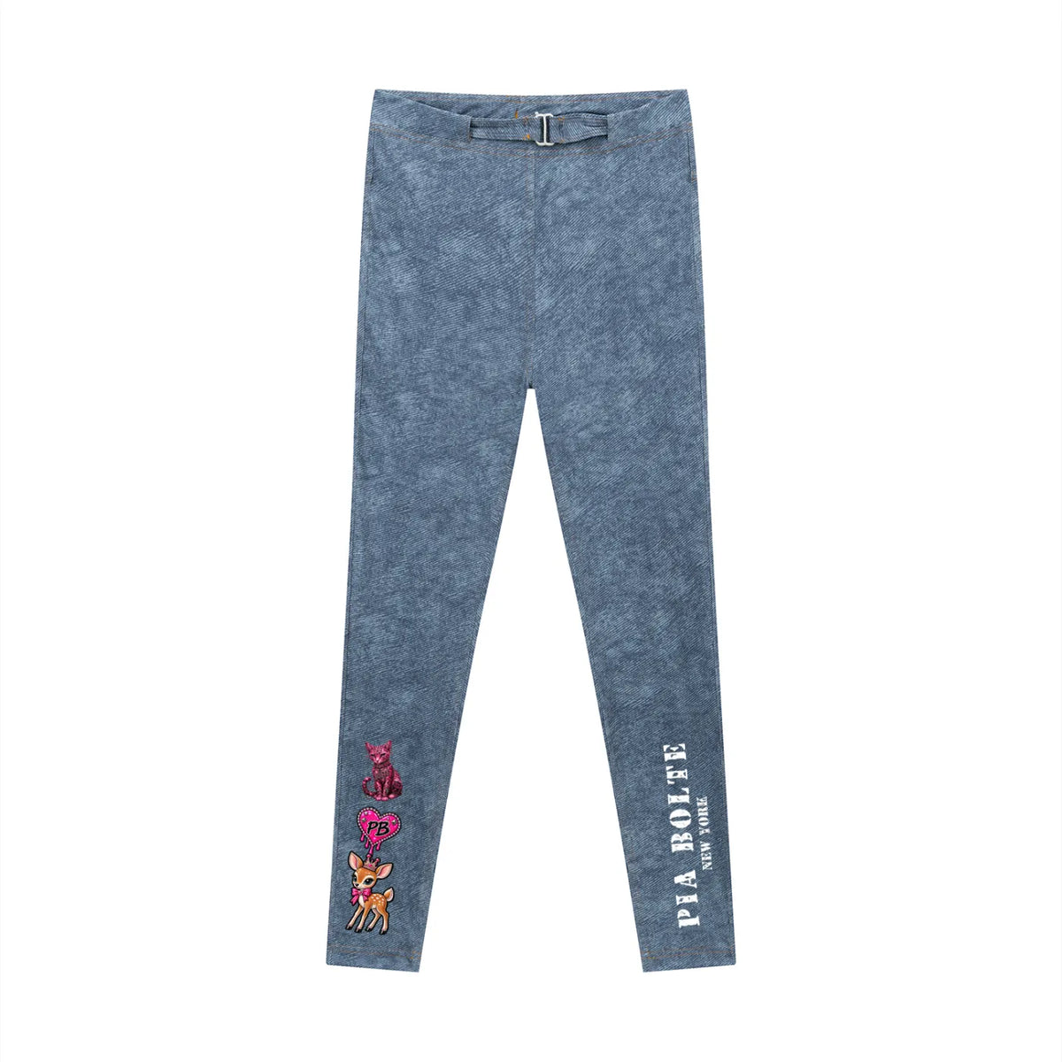 PIA BOLTE® PINK REBEL ICONS DENIM-LOOK LEGGINGS
