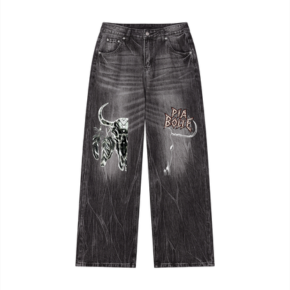 PIA BOLTE® Rebel Skull Wide-Leg Denim woman