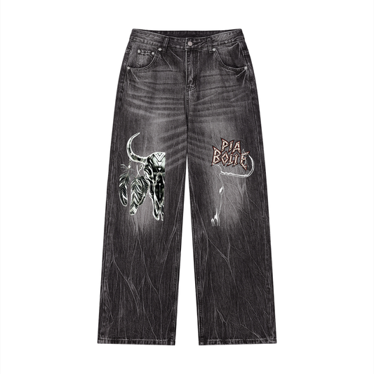 PIA BOLTE® Rebel Skull Wide-Leg Denim woman