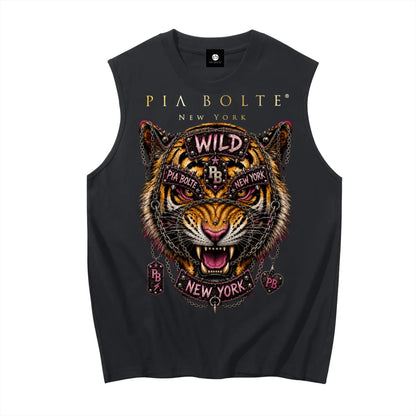 PIA BOLTE® WILD TIGER & NEON PUNK BUNNY SLEEVELESS TOP
