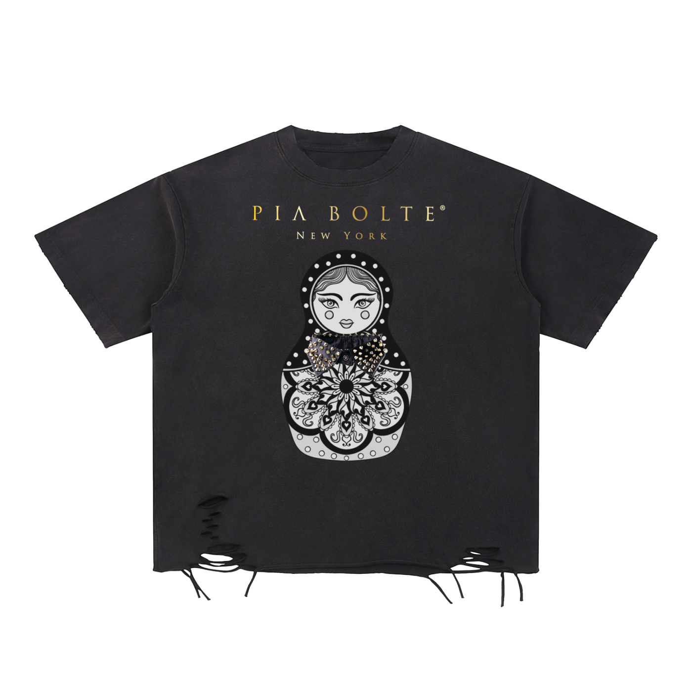 PIA BOLTE® T-Shirt mit Fransen - Dark Matroschka