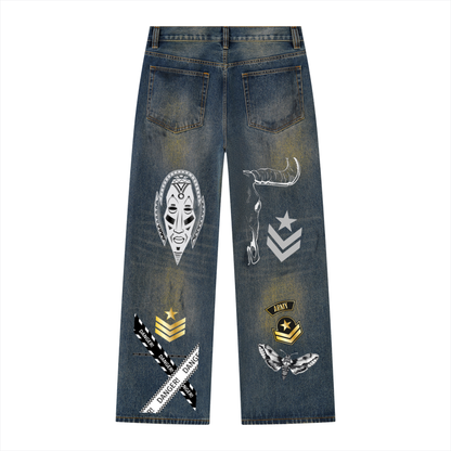PIA BOLTE® ARMY BULL VINTAGE-WASH WIDE-LEG JEANS