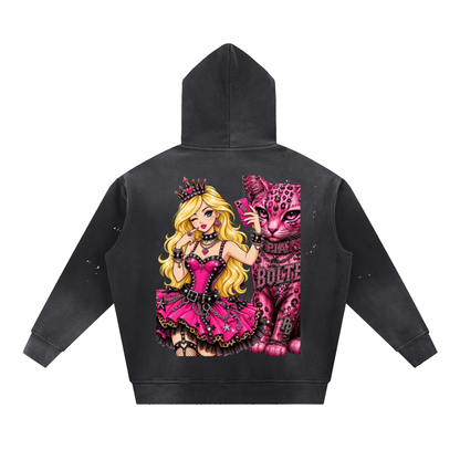 PIA BOLTE® PRINCESS & CAT DISTRESSED FLEECE HOODIE