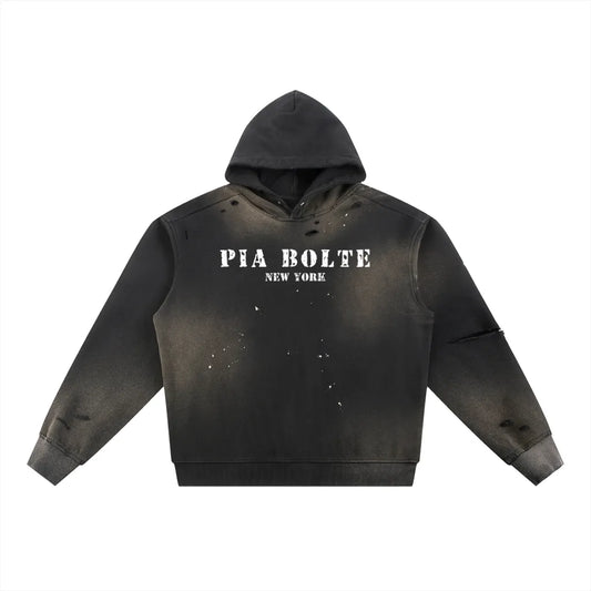 PIA BOLTE® Hoodie – Sun Fade Frayed LA Black Edition - PIA BOLTE® COUTURE