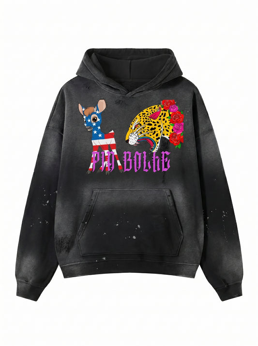 Fleece Hoodie american Bambii leopard roses👌 - PIA BOLTE® COUTURE