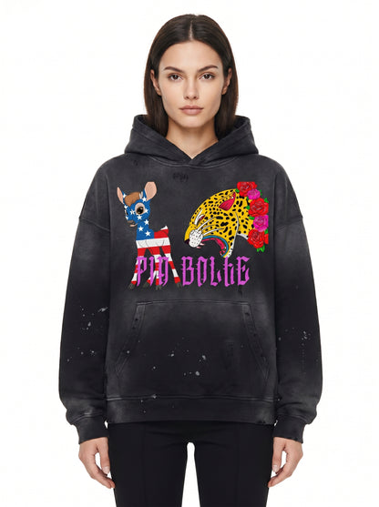Fleece Hoodie american Bambii leopard roses👌 - PIA BOLTE® COUTURE