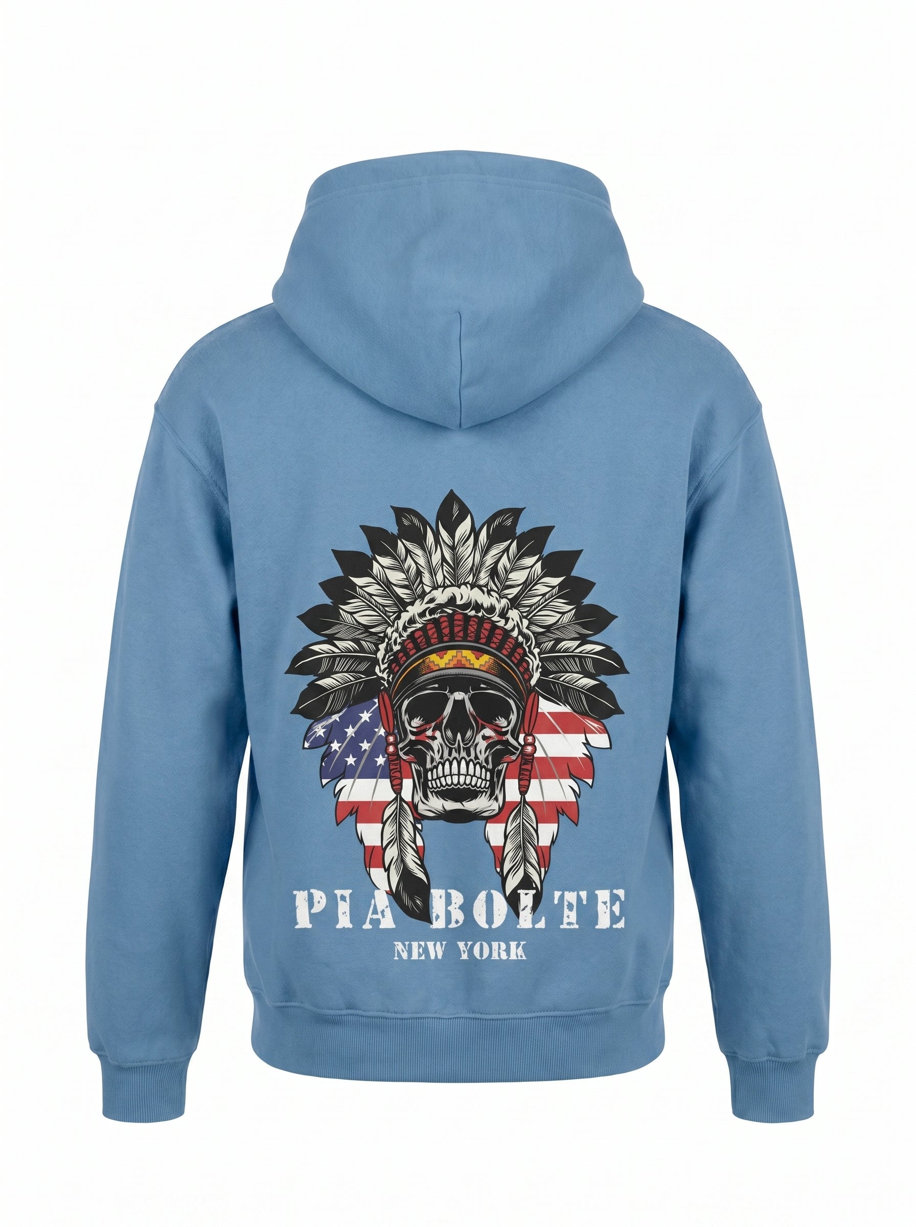 FLEECE Hoodie blue eagle chief indiana skull (unisex) - PIA BOLTE® COUTURE