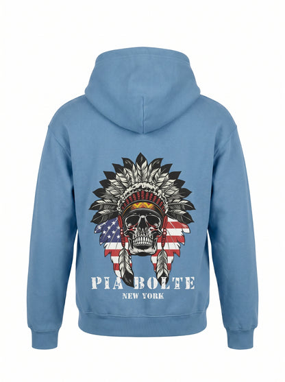 FLEECE Hoodie blue eagle chief indiana skull (unisex) - PIA BOLTE® COUTURE
