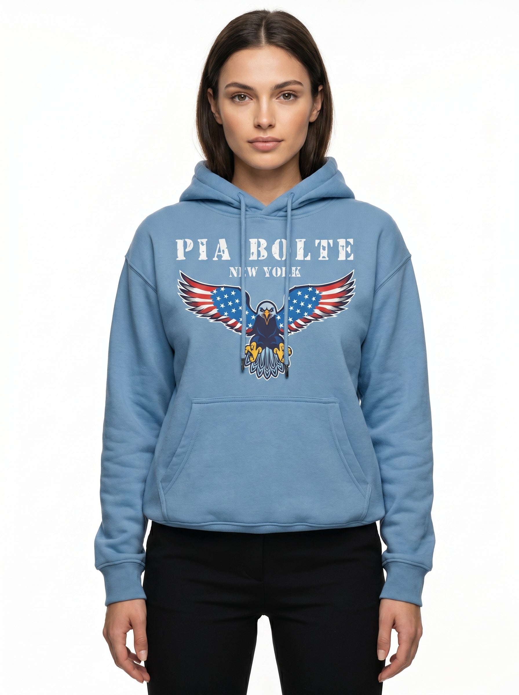 FLEECE Hoodie blue eagle chief indiana skull (unisex) - PIA BOLTE® COUTURE
