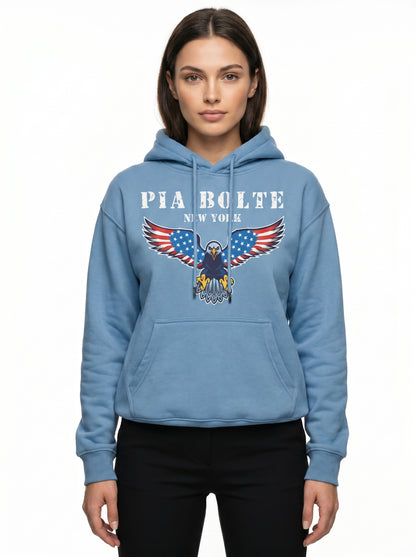 FLEECE Hoodie blue eagle chief indiana skull (unisex) - PIA BOLTE® COUTURE