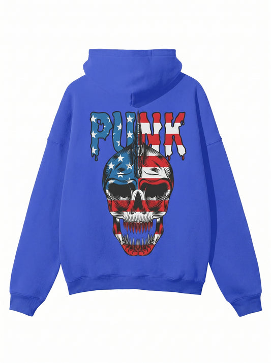 FLEECE Winter Hoodie blue Skull USA - PIA BOLTE® COUTURE