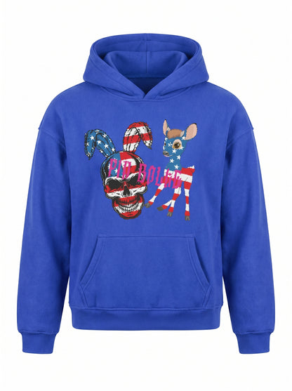 FLEECE Winter Hoodie blue Skull USA - PIA BOLTE® COUTURE