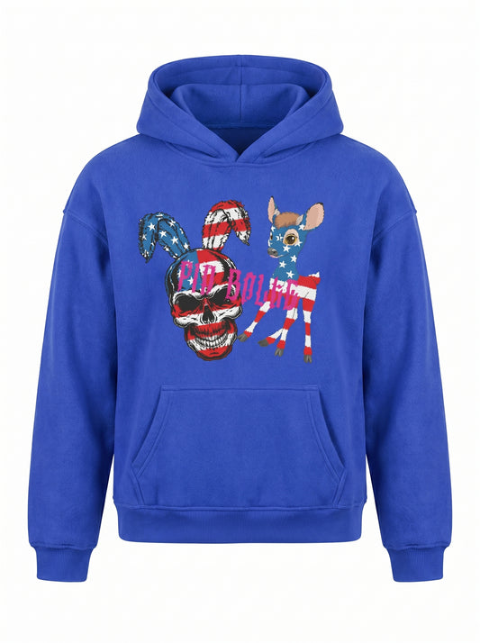 FLEECE Winter Hoodie blue Skull USA - PIA BOLTE® COUTURE