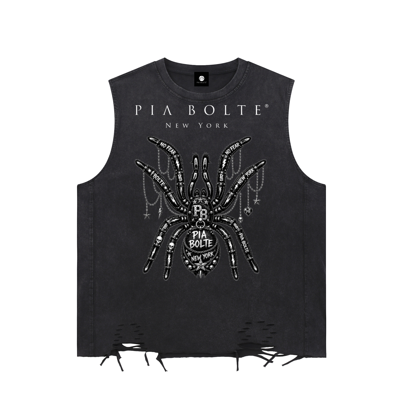 PIA BOLTE® NO FEAR SPIDER & PUNK BUTTERFLY RAW-HEM TANK TOP