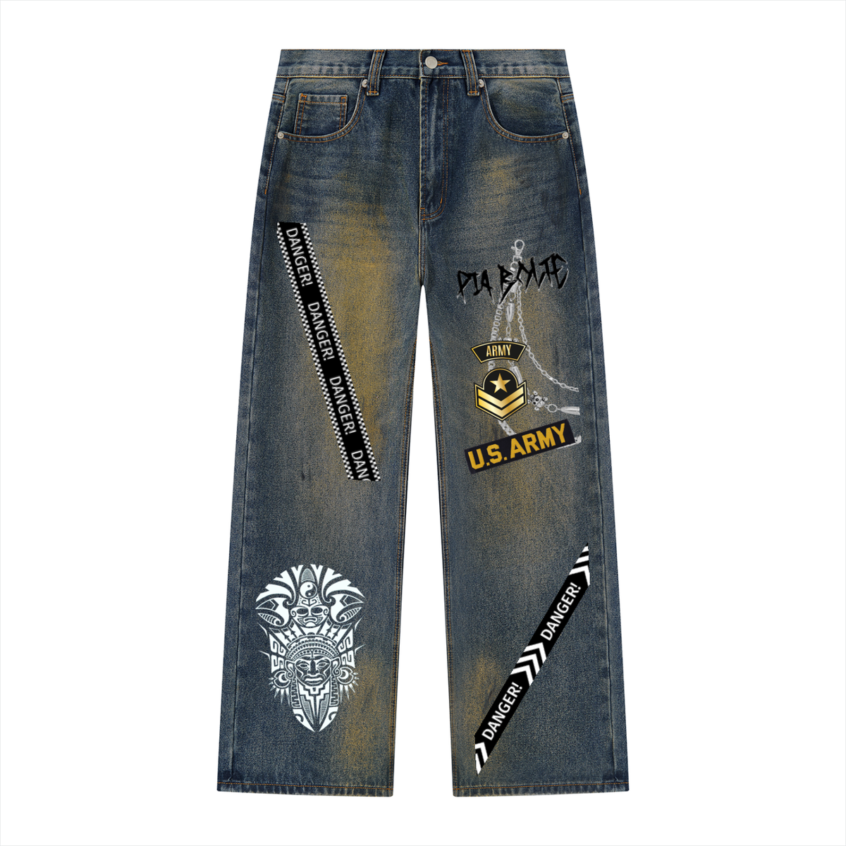 PIA BOLTE® DANGER ARMY & LOVE WIDE LEG DENIM JEANS