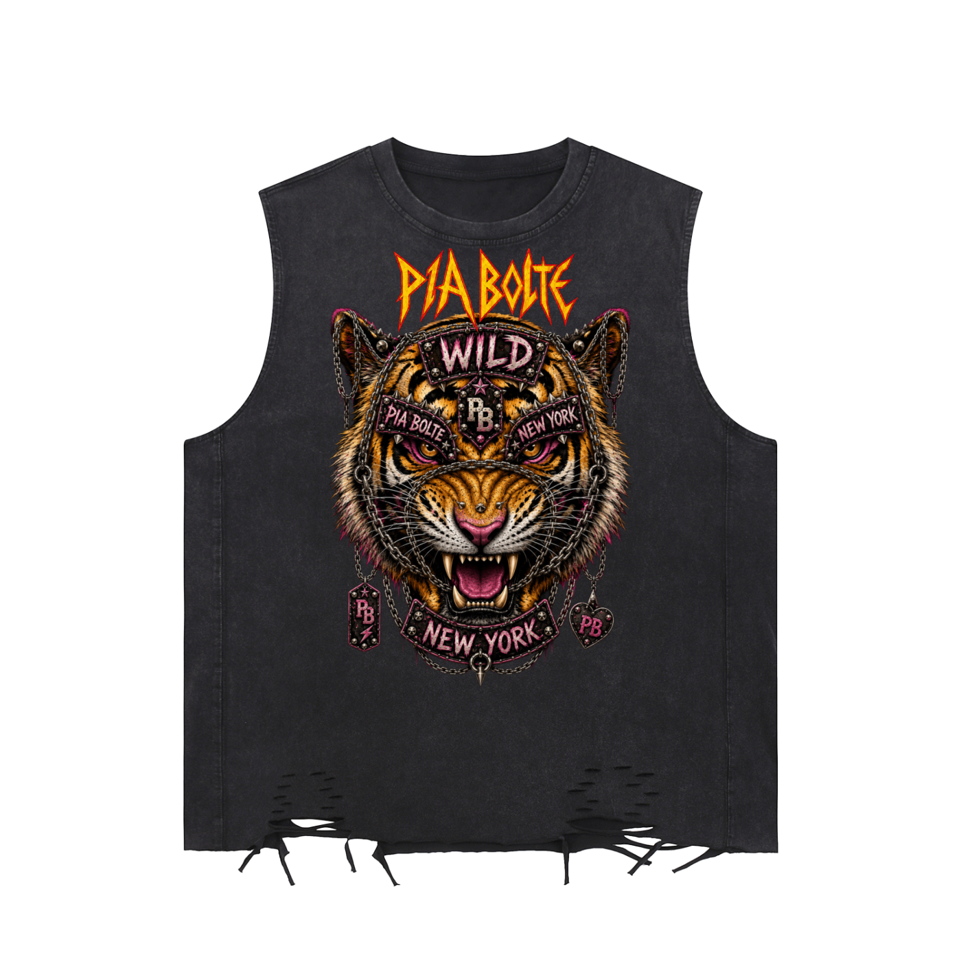 PIA BOLTE® WILD TIGER & REBEL EAGLE RAW-HEM TANK TOP