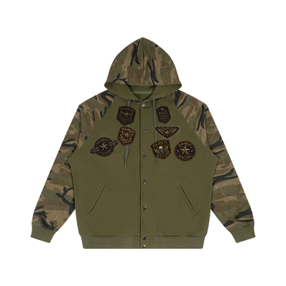 PIA BOLTE® WILD TIGER PATCH CAMO RAGLAN ZIP HOODIE