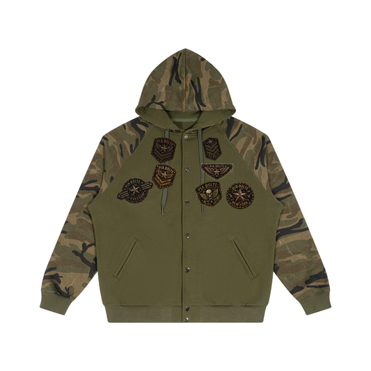 PIA BOLTE® WILD TIGER PATCH CAMO RAGLAN ZIP HOODIE