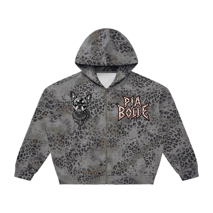 PIA BOLTE® PUNK DOG LEOPARD OVERSIZED ZIP HOODIE